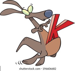 cartoon kangaroo with the letter K in her pouch