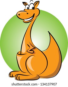 Cartoon kangaroo on green background