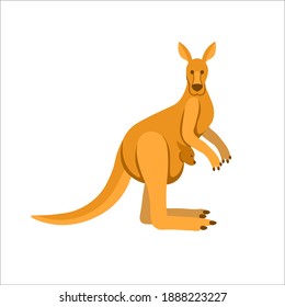 Cartoon kangaroo on a white background.Flat cartoon illustration for kids.