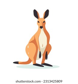 Cartoon kangaroo on a white background.Flat cartoon illustration