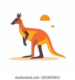 Cartoon kangaroo on a white background.Flat cartoon illustration