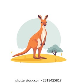 Cartoon kangaroo on a white background.Flat cartoon illustration