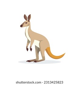 Cartoon kangaroo on a white background.Flat cartoon illustration