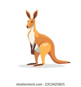 Cartoon kangaroo on a white background.Flat cartoon illustration