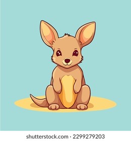 A cartoon of a kangaroo sitting on a blue background.