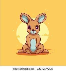 A cartoon of a kangaroo sitting on a blue background. svg