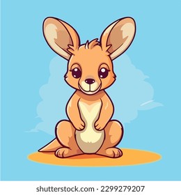 A cartoon of a kangaroo sitting on a blue background. svg