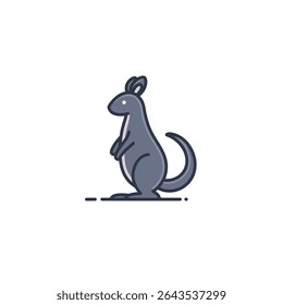 Canguru de desenhos animados fica isolado pano de fundo limpo mínimo