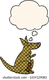 cartoon kangaroo with thought bubble in comic book style