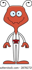 A cartoon karate ant smiling.