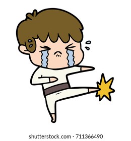 caricatura de karate boy llorando