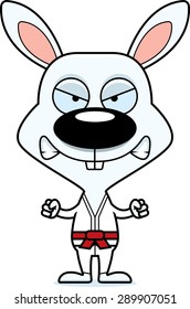 A cartoon karate bunny looking angry.