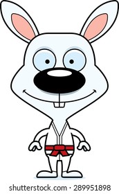 A cartoon karate bunny smiling.