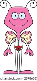 A cartoon karate butterfly smiling.