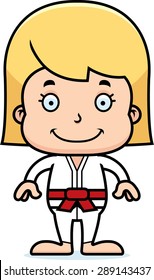 A cartoon karate girl smiling.