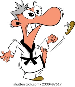 cartoon karate male vector illustration.