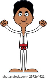 A cartoon karate man looking angry.