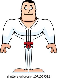 A cartoon karate man looking bored.