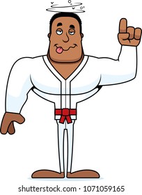 A cartoon karate man looking drunk.