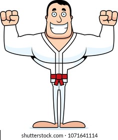 A cartoon karate man smiling.