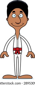 A cartoon karate man smiling.