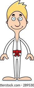 A cartoon karate man smiling.