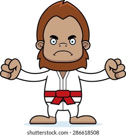 A cartoon karate sasquatch looking angry.