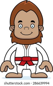 A cartoon karate sasquatch smiling.