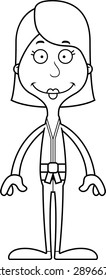 A cartoon karate woman smiling.