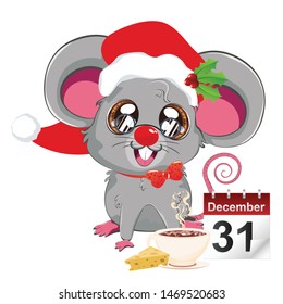 Cartoon kawaii anime santa mouse or rat design.