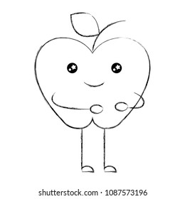 cartoon kawaii apple fruit happy