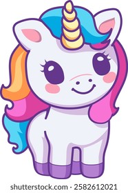 Cartoon kawaii baby Unicorn isolated on a white background