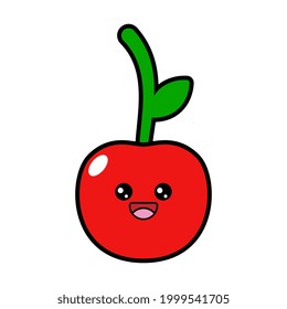 Cartoon Kawaii Cherry Vector Illustration