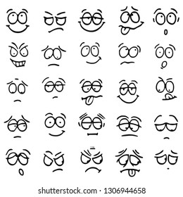 Cartoon Kawaii Eyes Mouths Cute Emoticon Stock Vector (Royalty Free ...