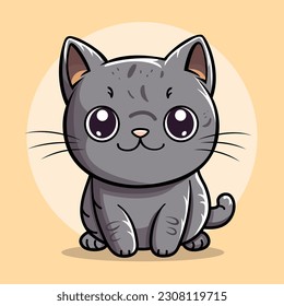 Premium Vector  Cute grey kitten with pink heart.fun vector cartoon meow  cat drawing.i love cats icon. kawaii animal