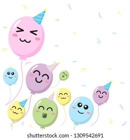 Kawaii Happy Birthday Holiday Concept: vector de (libre de regalías) 1309542691 | Shutterstock