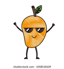 cartoon kawaii mango sunglasses fruit happy character