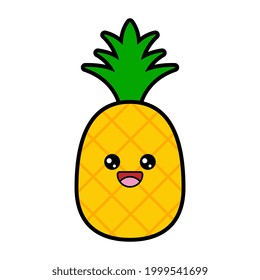 Cartoon Kawaii Pineapple Vector Illustration