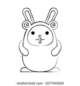 cartoon kawaii rabbit with frog costume