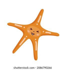 Cartoon kawaii starfish. Gráficos vectoriales en un fondo blanco.