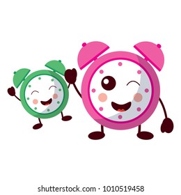 cartoon kawaii two clock alarm time
