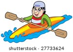 Cartoon kayaker on white background - vector illustration.