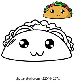 dibujo de vector kebab de dibujos animados para libro de coloreado