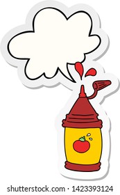 cartoon ketchup bottle with speech bubble sticker