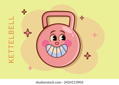 cartoon kettle bell icon in comic gym fitness style concept illustration home fitness business logo