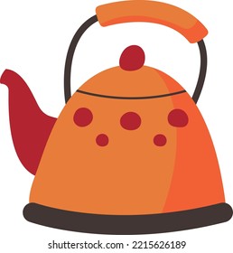 Cartoon Kettle Icon. Water Boiling Tea Pot