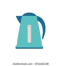 cartoon kettle isolated on white background, vector illustration with kitchen teapot, morning tea preparing, kitchenware cartoon concept