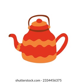 Cartoon kettle vector illustration. Hand drawn teapot clipart