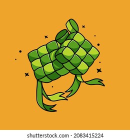 cartoon ketupat or boiled rice vector cute cartoon style for icons, logos, web, presentations,