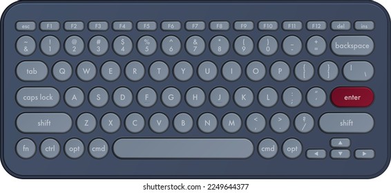 Cartoon keyboard with red Enter button sample mockup illustration
